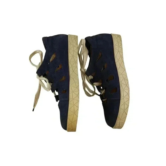 BeautiFeel Sandals Womens 37 Blue Beige Fisherman Lace Up Closed Toe - Picture 5 of 10